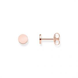 18 kt .925 golden rose gold round fixed earring, cz