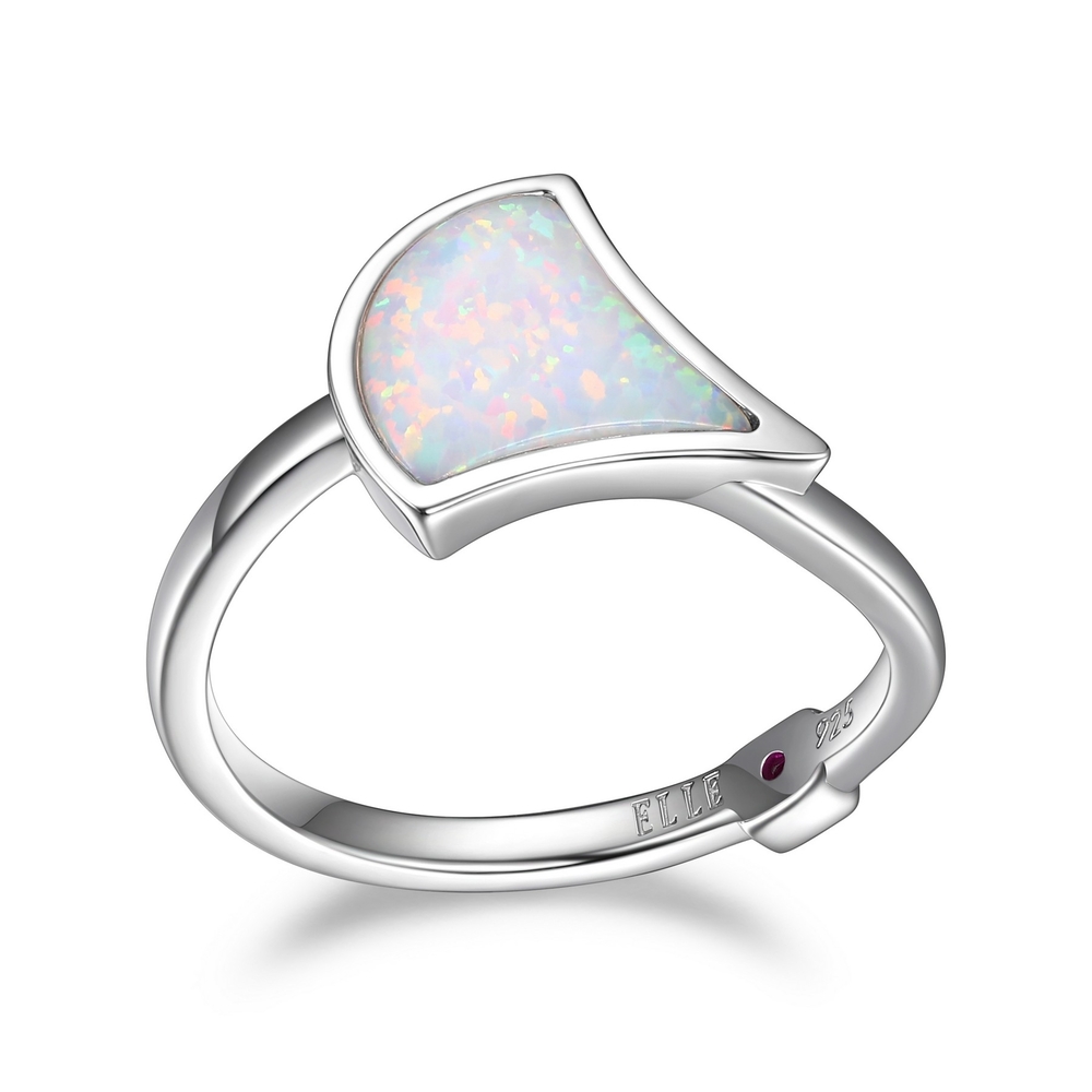 Bague argent rhodié, opale synthétique - R4LABZ39AC - Elle