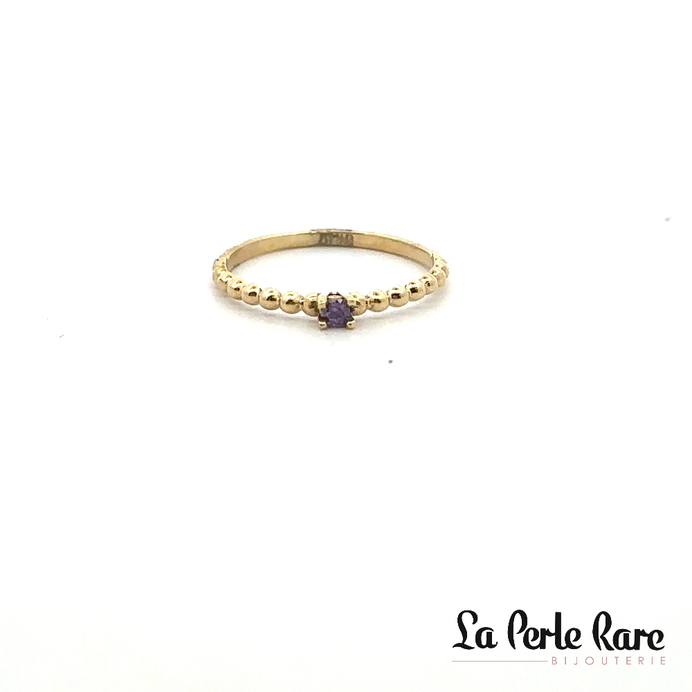 Bague or jaune, zircon mauve - RCK-37-MAUVE - Exclusivités