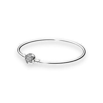 Bracelet rigide, fermoir flocon, argent, zircons - 590740CZ-8.3 - Pandora