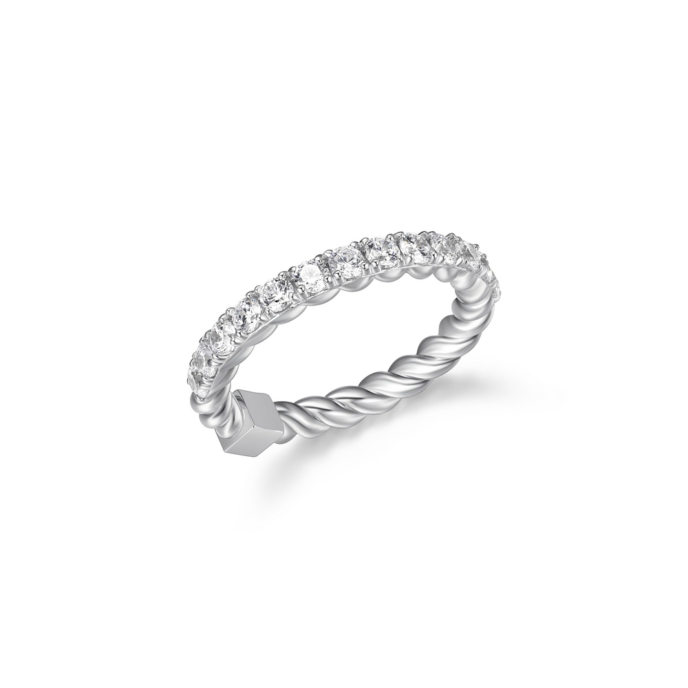 Bague torsadée argent rhodié, zircons - R4LAE300A8 - Elle