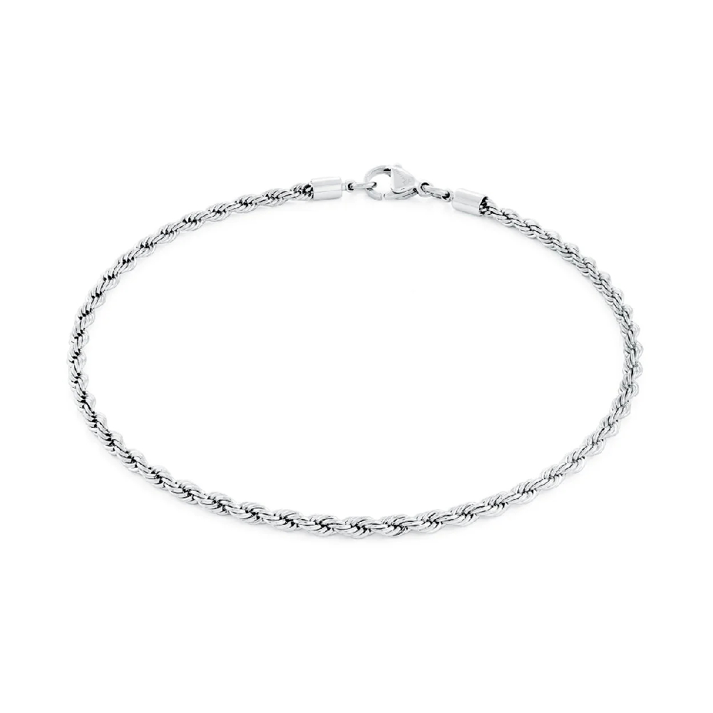 Bracelet torsade, acier inoxydable, 3 millimètres - SPN35-8 - Italgem Steel