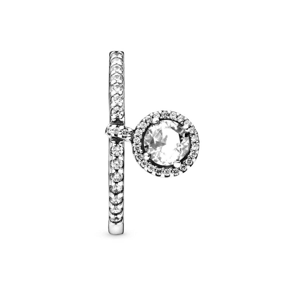 Bague étincelle ronde suspendue, argent, zircons - 198491C01-52 - Pandora