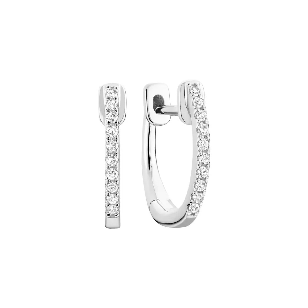 White gold hoop earrings with 8 dia pts - 13-0410081 - Rnb