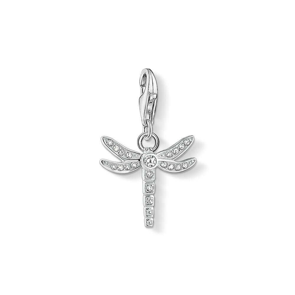 Pendentif charm libellule argent et cz