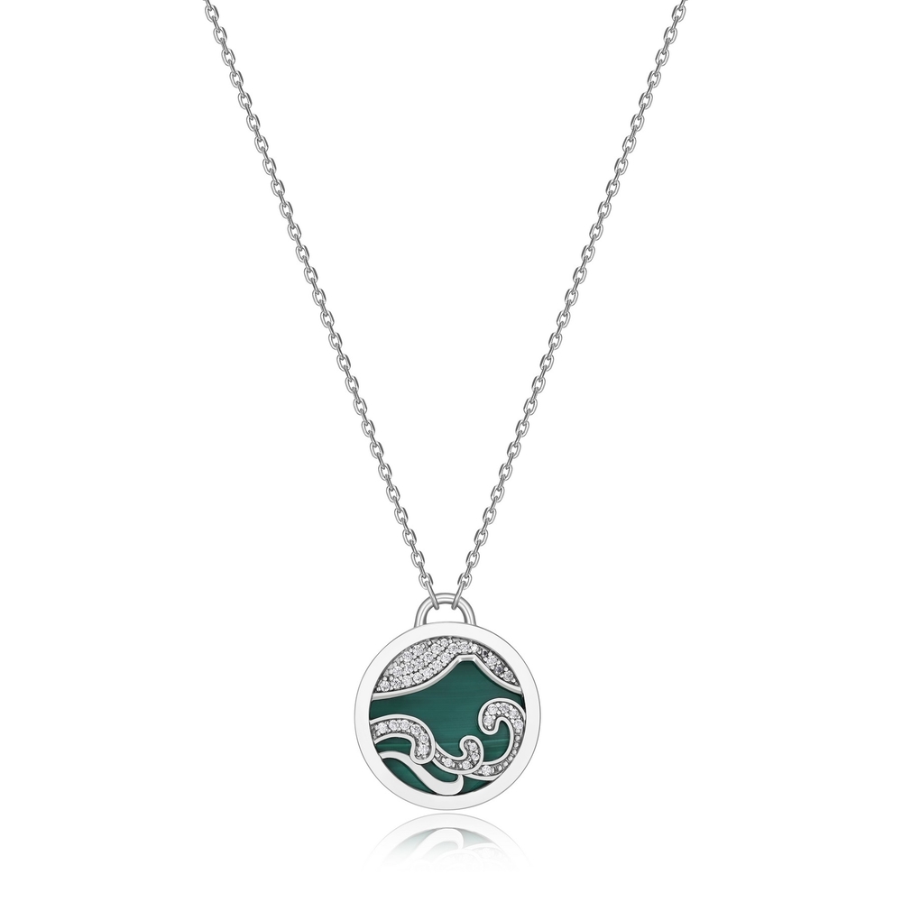 Pendentif symbole élément terre, argent rhodié, malachite - R0LBS83048 - Elle