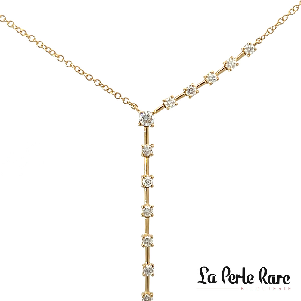 Yellow gold necklace with a total of 49 diamond points - 294989 - Majolie