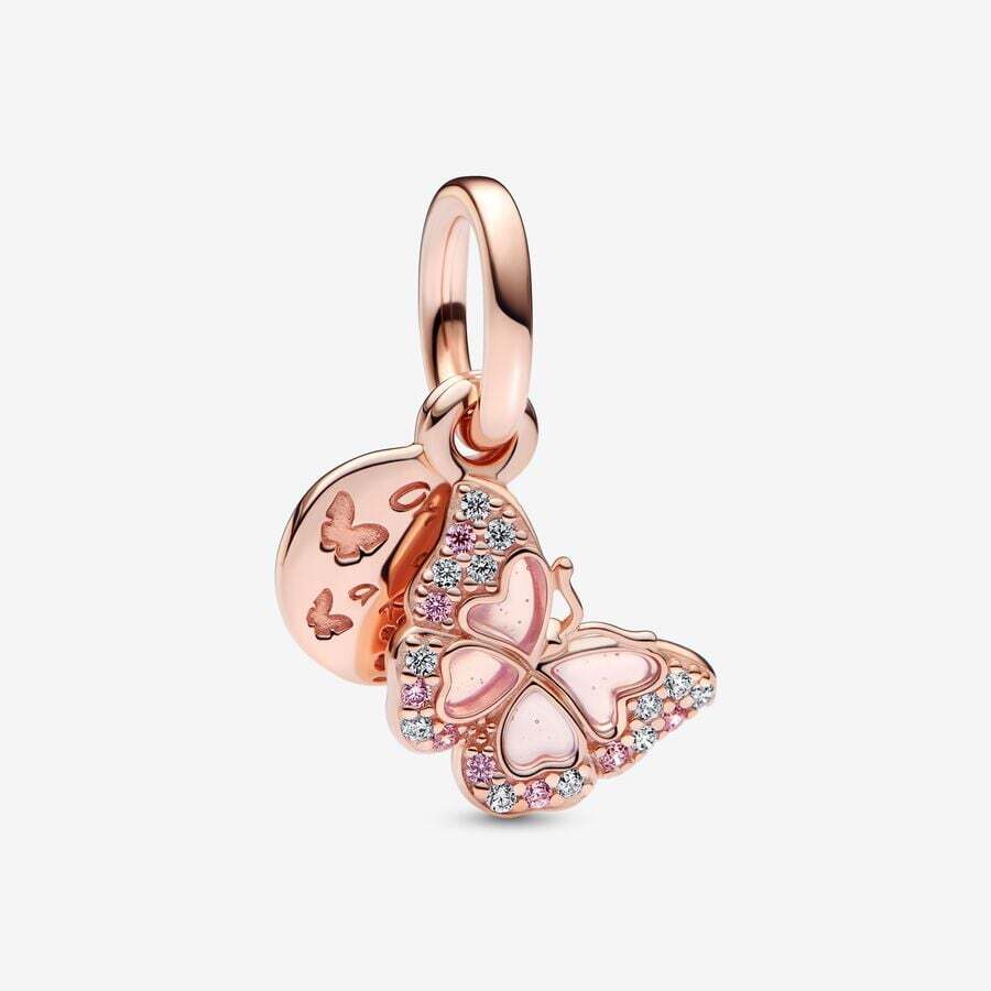 Bille double papillon, pandora rose, zircons - 782555C01 - Pandora