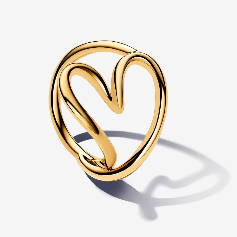 Heart ring, gold-toned metal