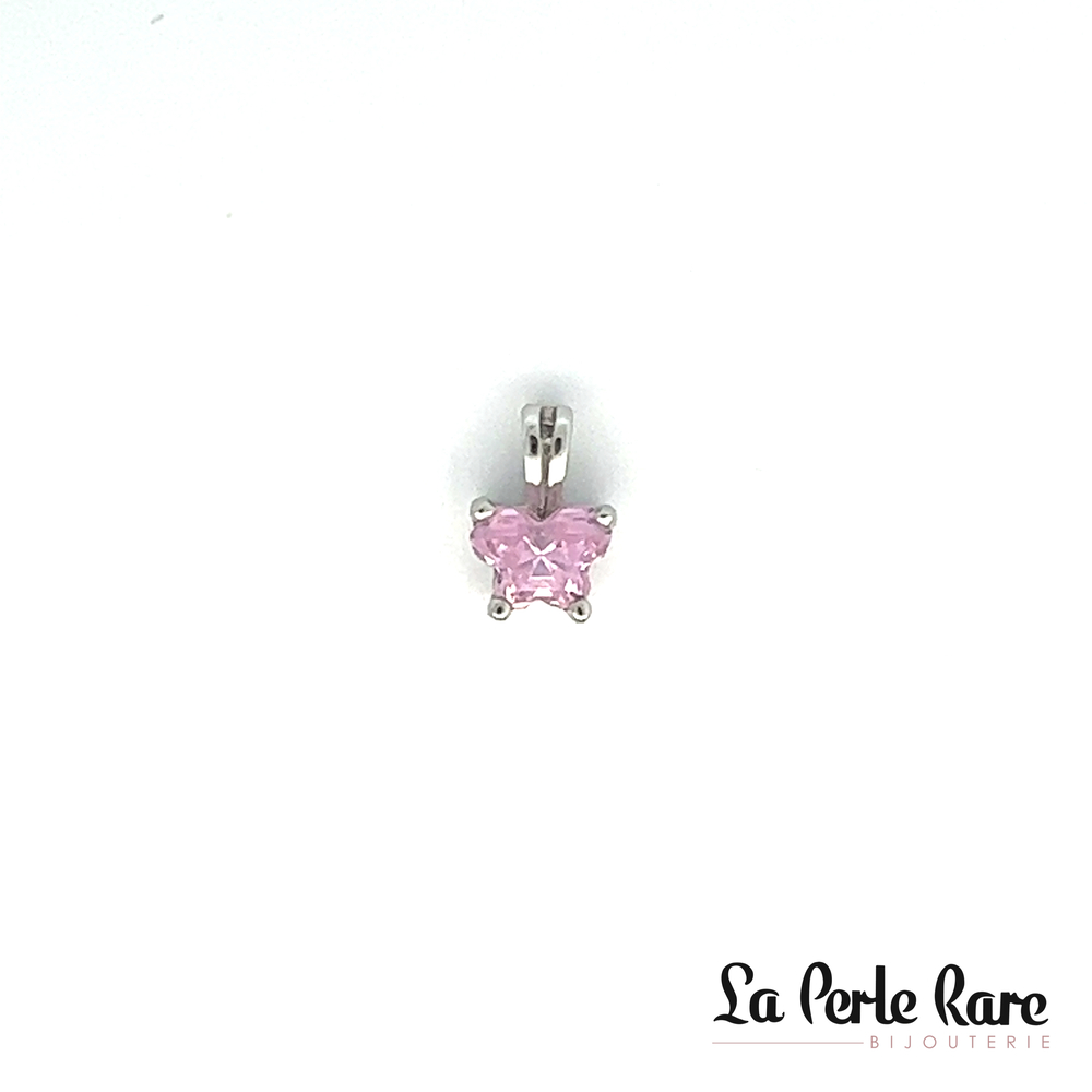 Pendentif argent, octobre, zircon rose pâle - BP-OC-S - B Fly