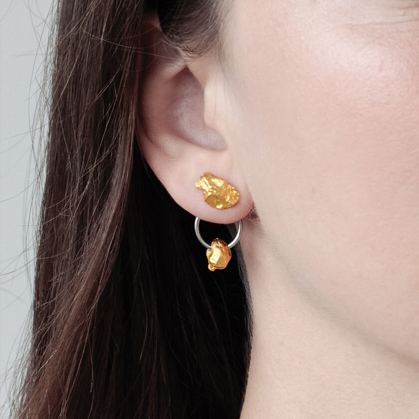 Dangling gold and tin earrings - NAILA-OR - Anne-marie Chagnon