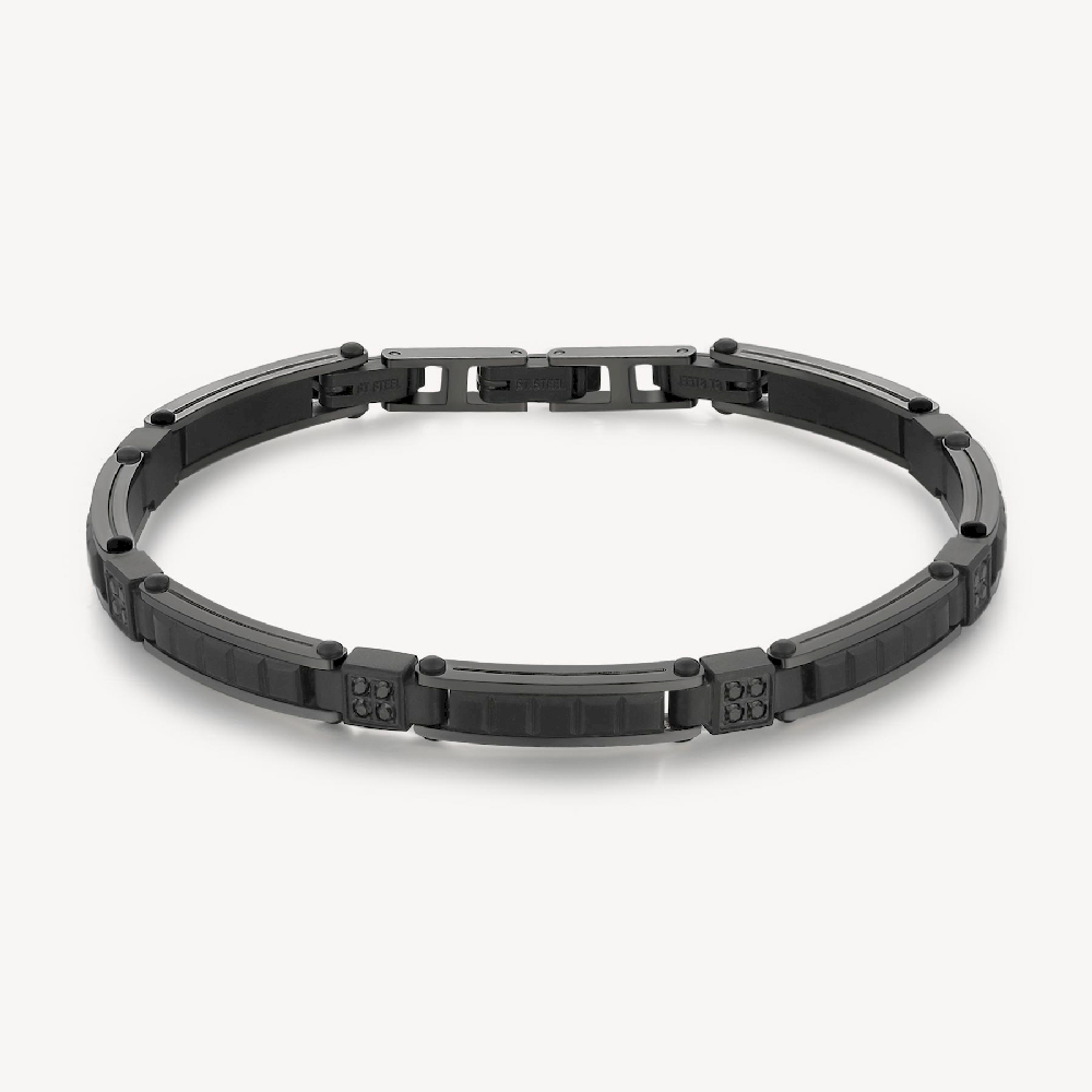 Bracelet acier inoxydable noir, zircons noirs - BBC14 - Brosway Italia