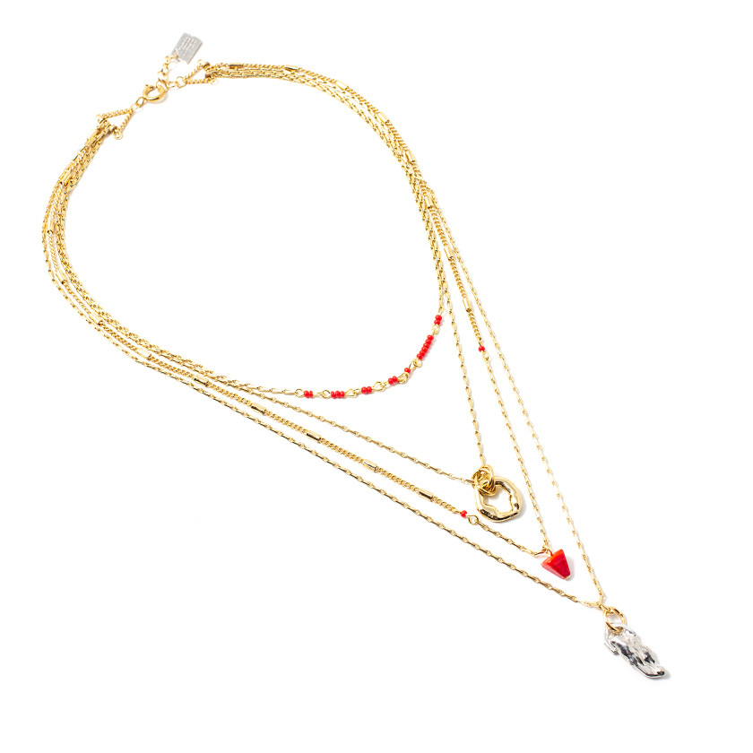 Tin, gold, glass necklace - KWAL-ROUGE - Anne-marie Chagnon