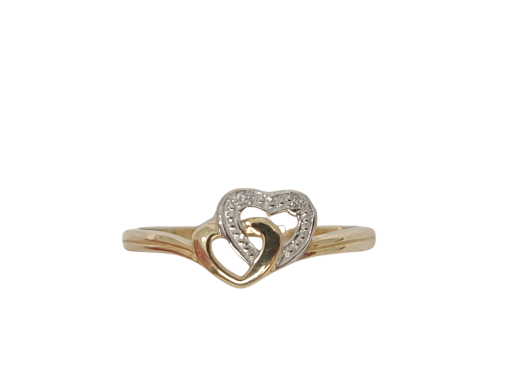 Bague coeur or jaune, 7 pts dia tot - JB36857 - Exclusivités