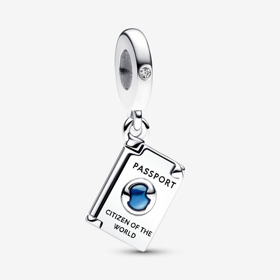 Bille passeport ouvrant, argent, émail, zircons - 792680C01 - Pandora