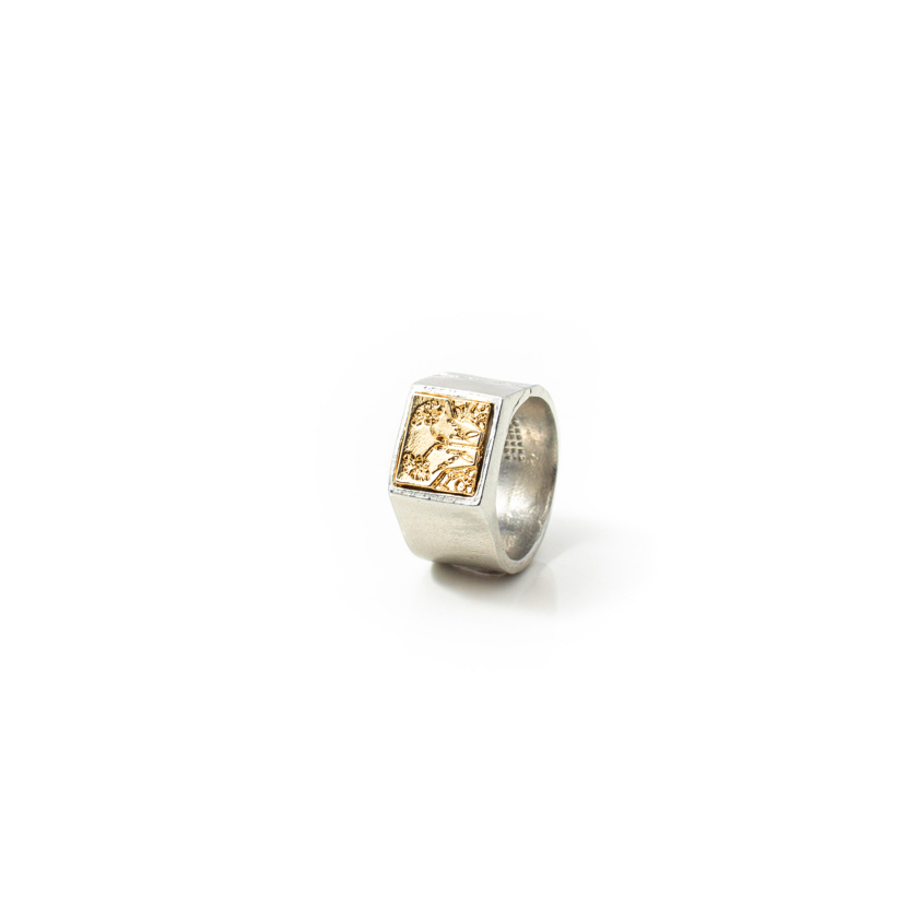 Bague ouverte étain 2 tons (blanc/jaune) - PRIAM-OR - Anne-marie Chagnon