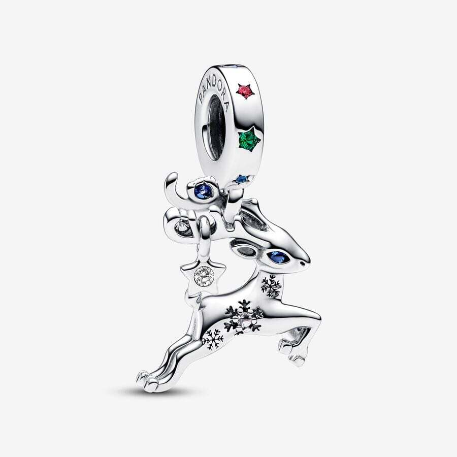 Bille renne magique, argent, zircons, cristaux multicolores - 792826C01 - Pandora