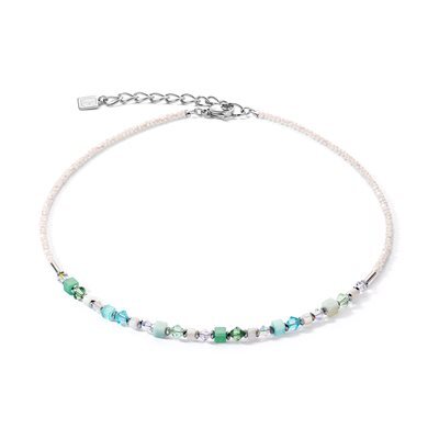 Collier acier, cristaux multicolores