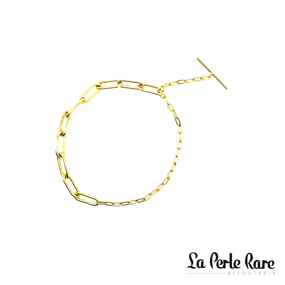  Gold-plated silver bracelet, T-bar clasp