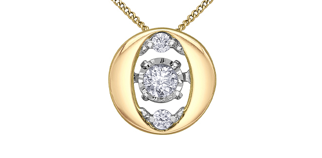 Pendentif or jaune style pulse 10 points diamants total