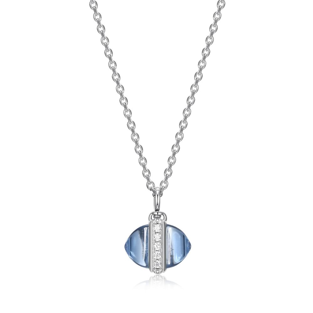 Pendentif argent rhodié, quartz bleu synthétique, zircons - R0LBYGBV48 - Elle