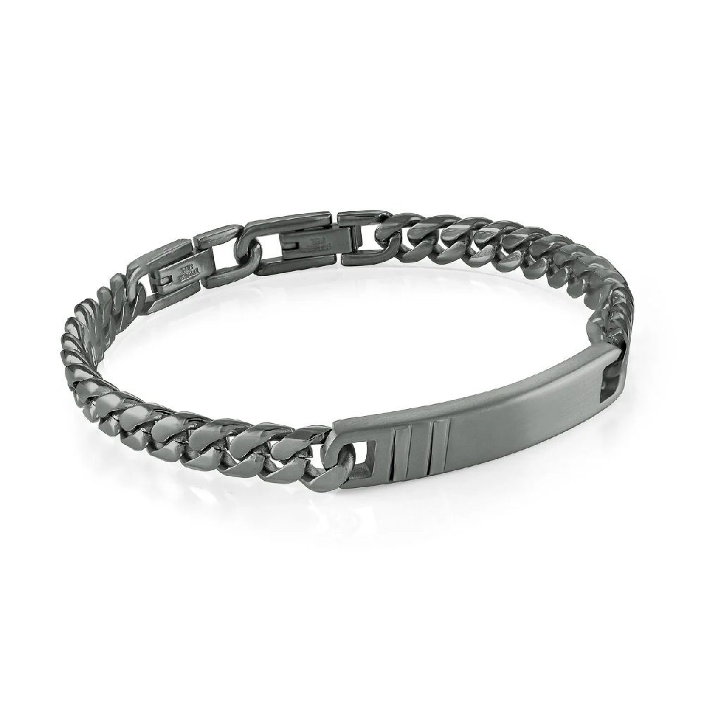 Bracelet d'identité gourmette, acier inoxydable noir - SMB655 - Italgem Steel