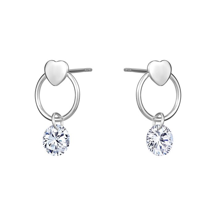 Bo pendantes coeurs, argent, zircons