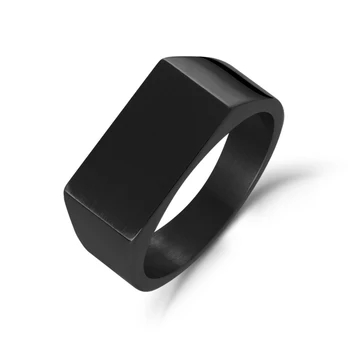 Bague chevalière, acier inoxydable noir - AS-R131BK-9 - Arz Steel