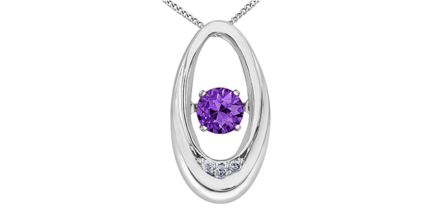 Pendentif or blanc amethyste 1 pts dia - LT27083W2C10 - Libman