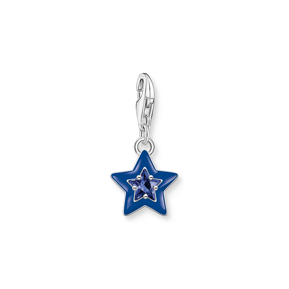 Charm étoile, argent, émail bleu, zircon bleu - 2043-496-7 - Thomas Sabo