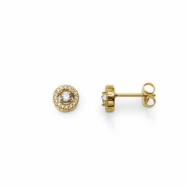 Plated-gold fixed earrigs with cz