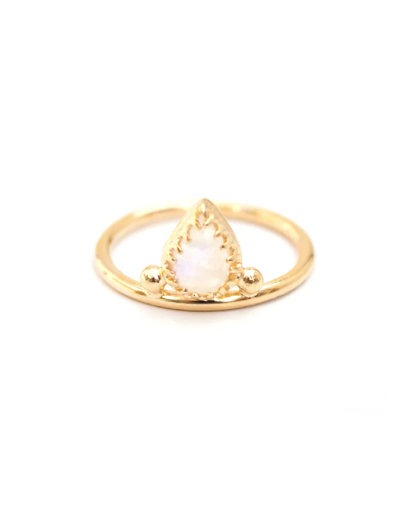 Ring in gold-plated silver with moonstone - PERA-G-6 - Welldunn