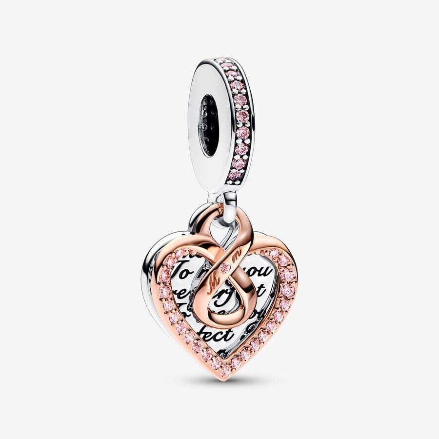 Bille double coeur infini, pandora rose, argent, zircons roses - 782641C01 - Pandora