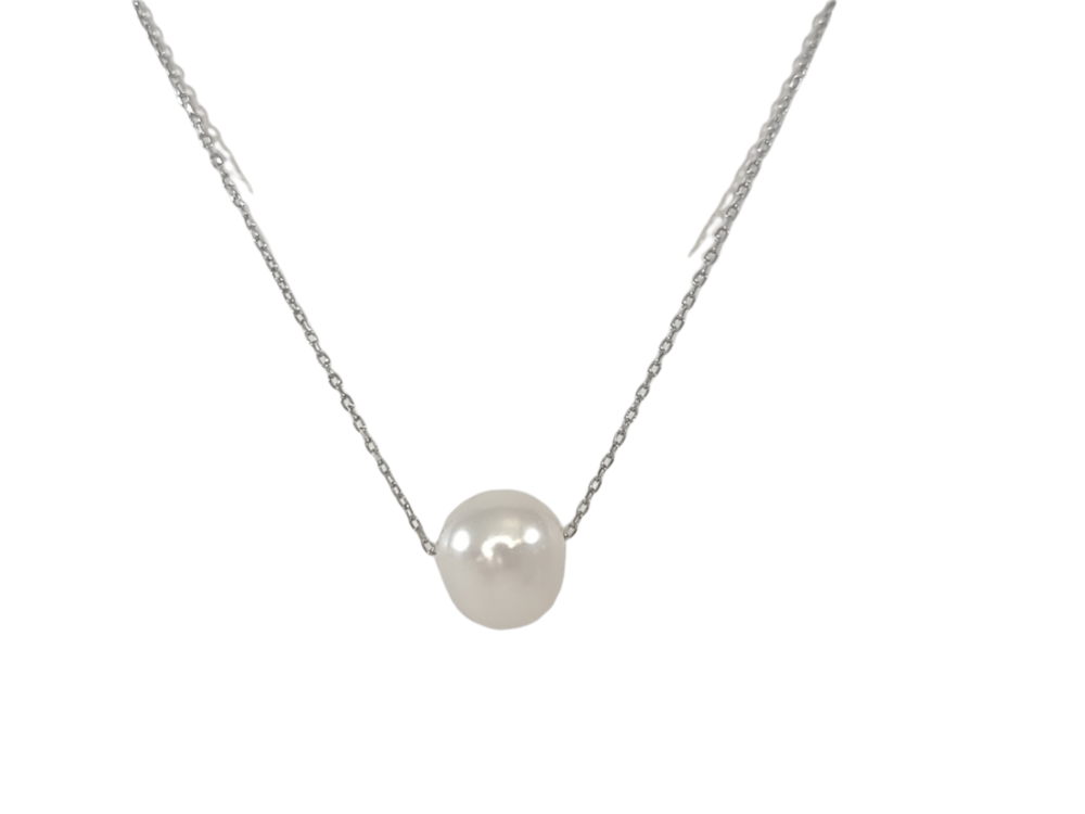 Collier argent, perle - N4459 - Création Gl