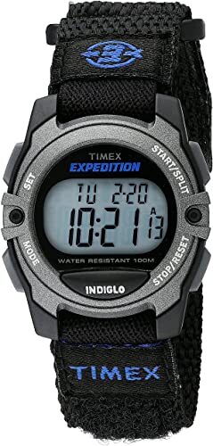 Montre expédition, nylon noir velcro, plastique 2 tons (gris/noir) - TW4B02400GP - Timex