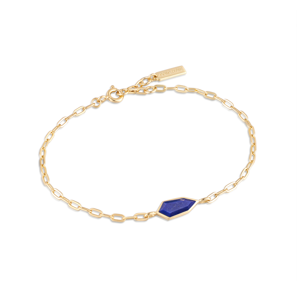 Gold-plated silver bracelet, lapis - B042-01G-L - Ania Haie