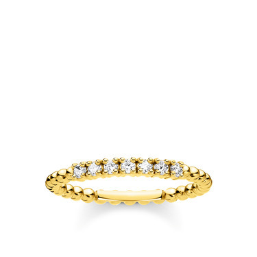 Women's golden silver ring with zirconium