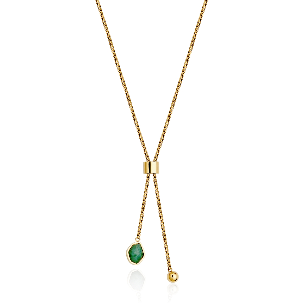 Collier acier doré, aventurine - T0XG150232 - Steelx