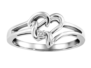 Bague or blanc coeur 1 pt dia