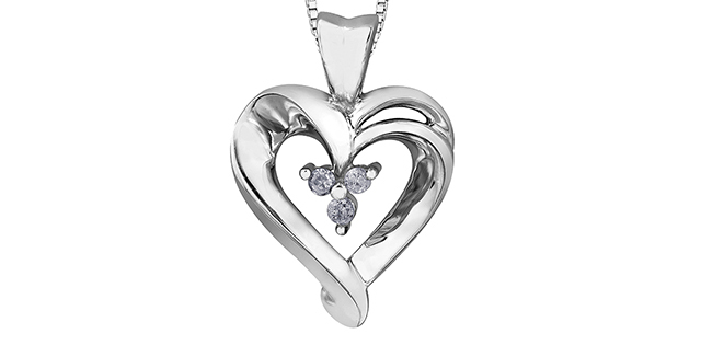 Pendentif or blanc coeur 4.5 pts dia