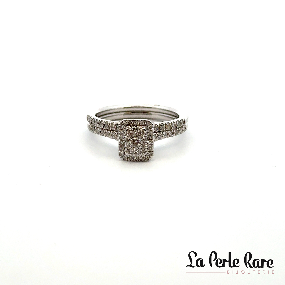 Ensemble d'alliances or blanc 10 carats, 50 points de diamants total - SKR28911-50RJ - Exclusivités