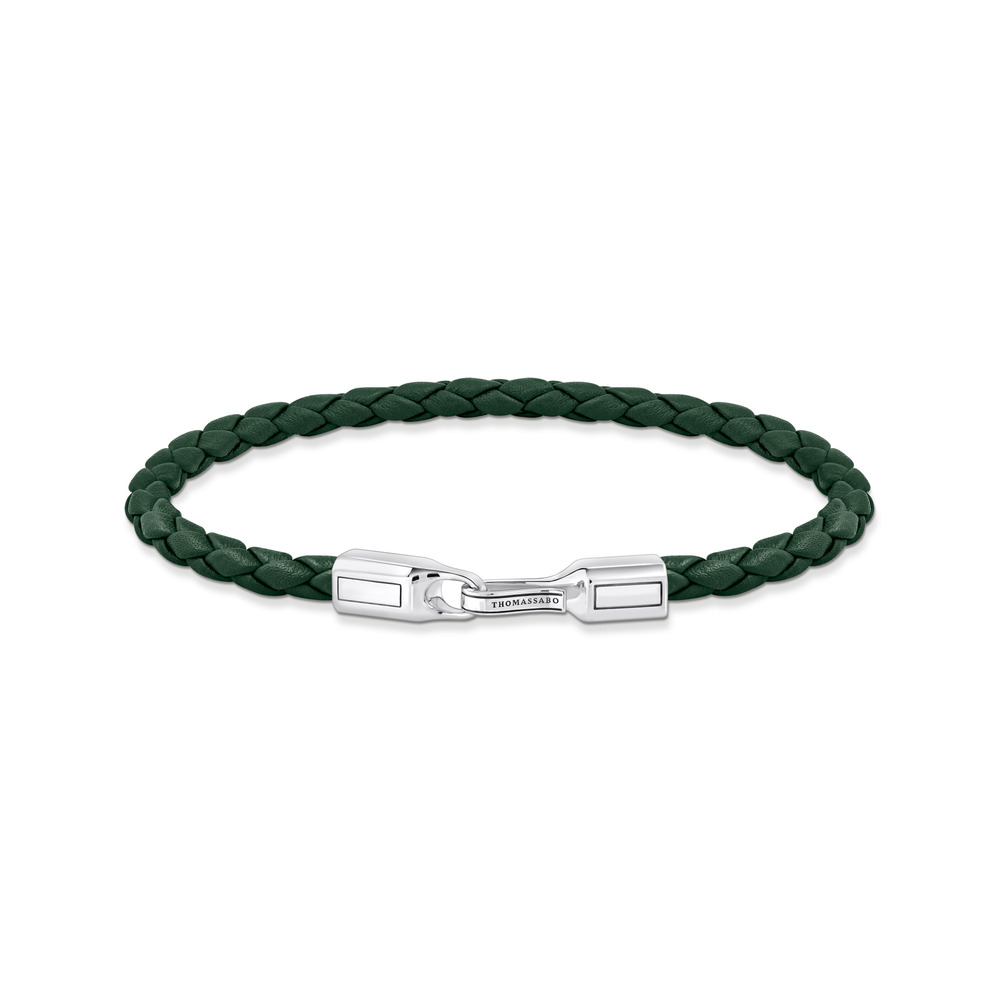 Bracelet cuir vert forêt, argent - A2147-682-6-L17 - Thomas Sabo