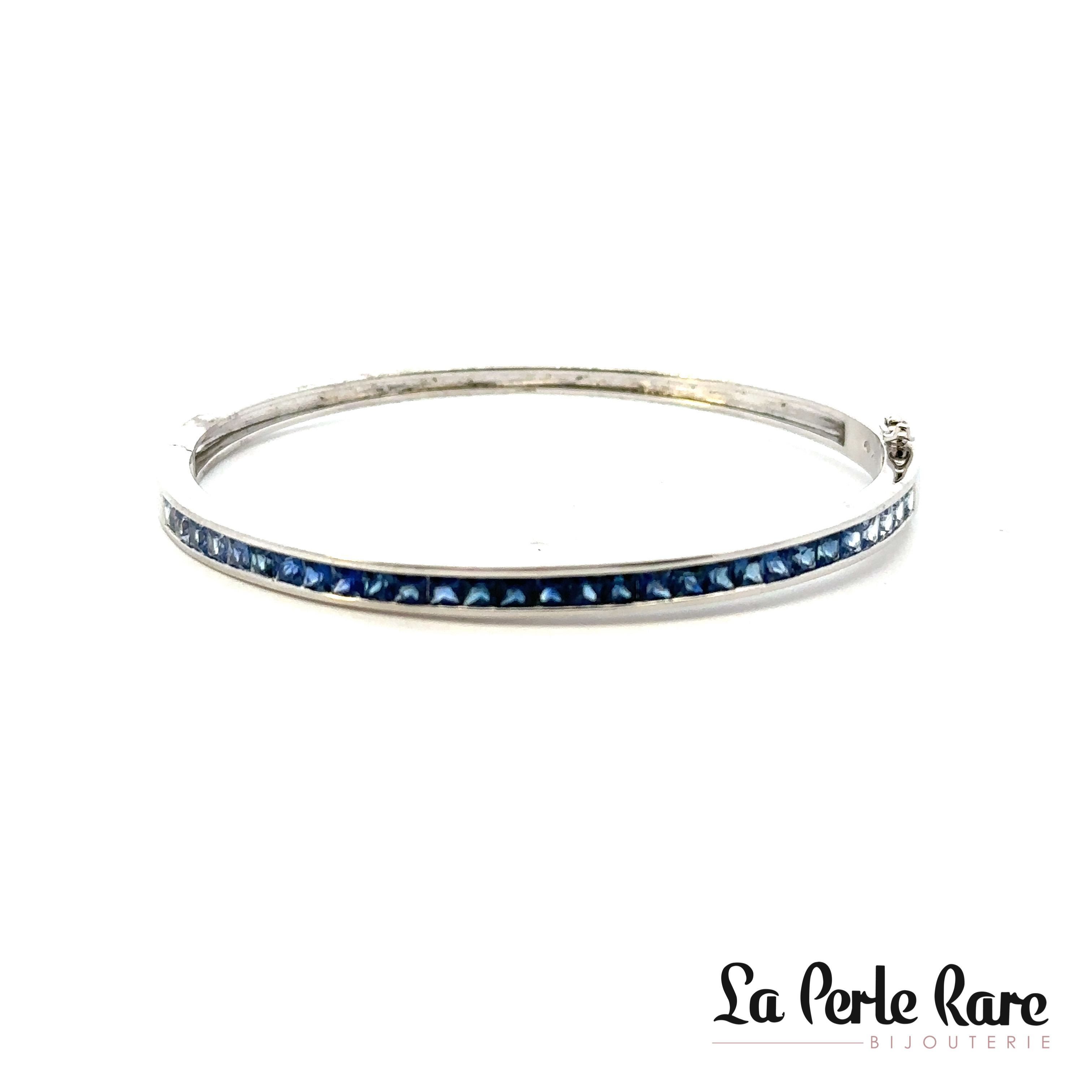 Rigid bracelet, white gold, sapphires - 13908-B - Exclusivity