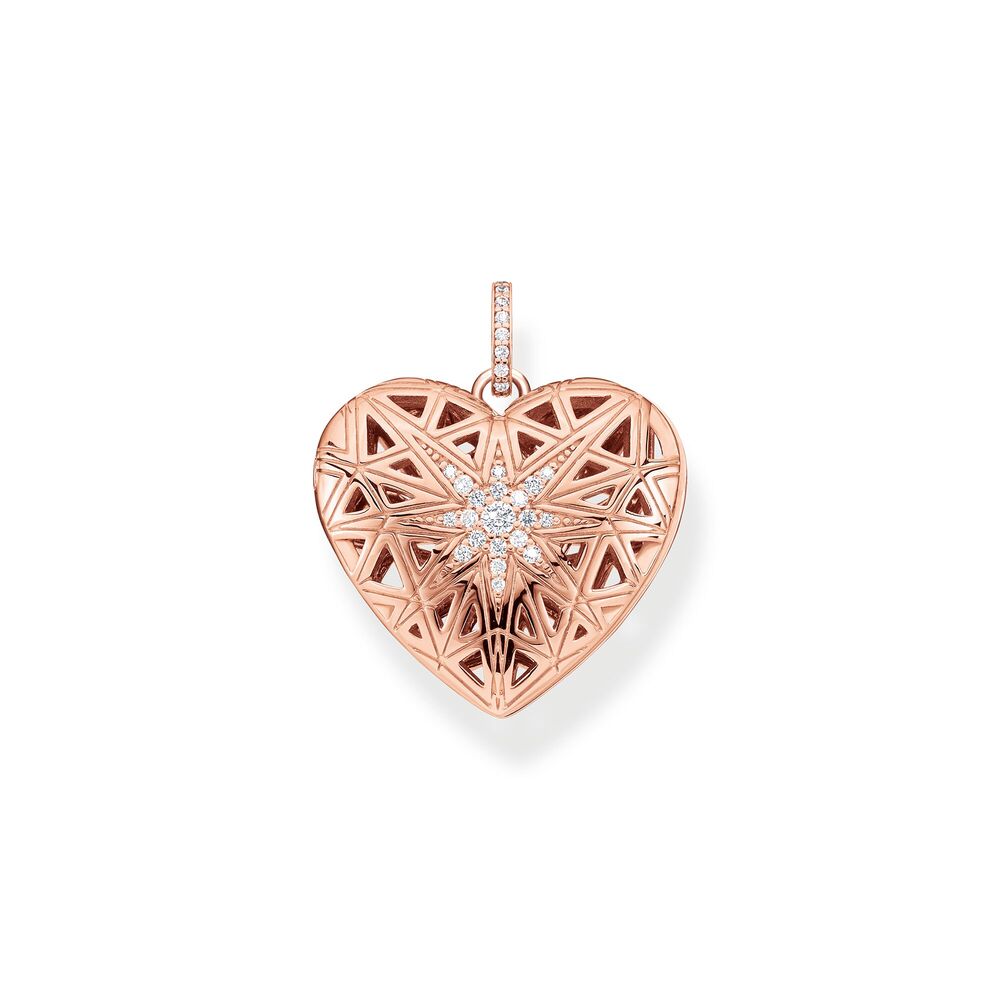 Pendentif coeur argent rosé et zircons