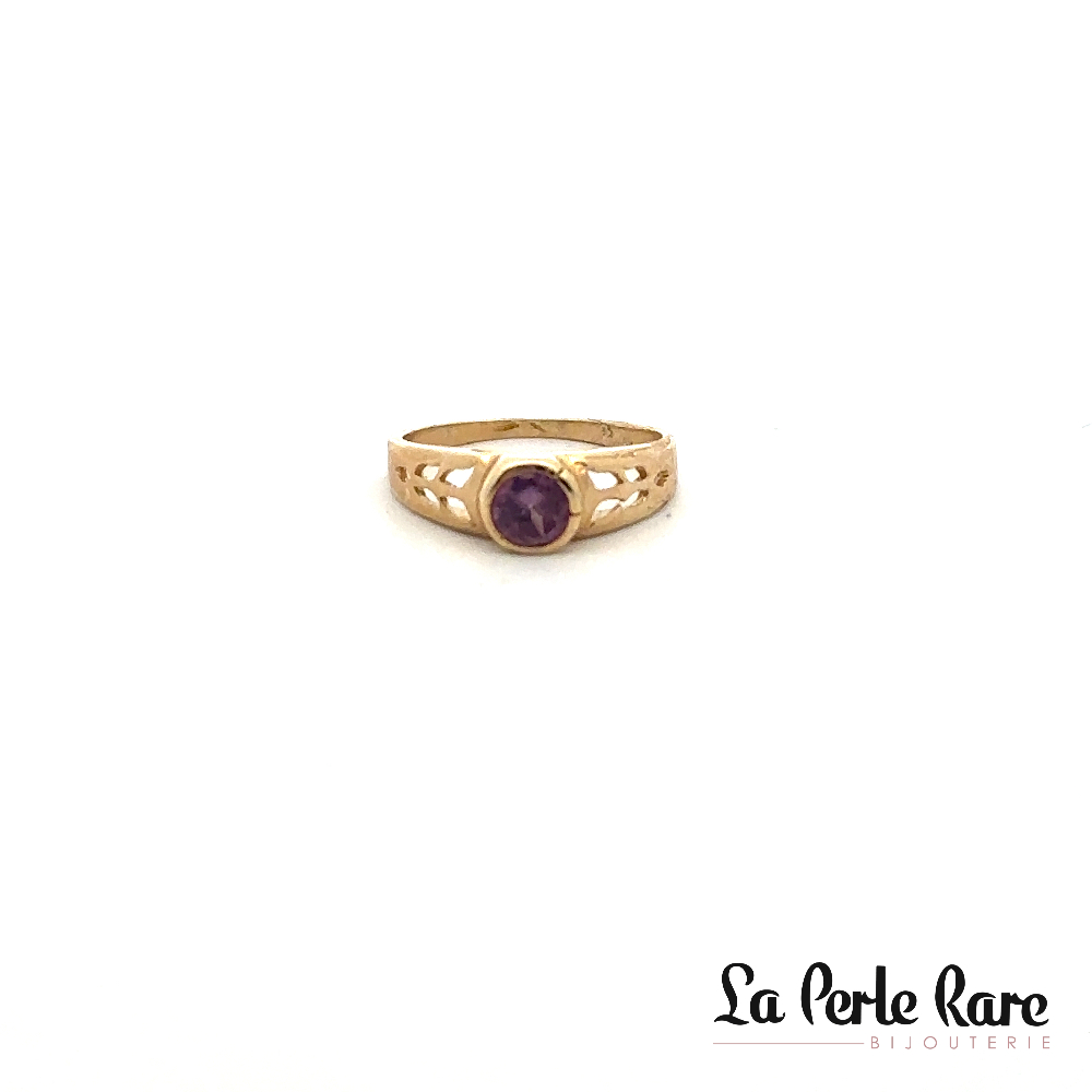 10K Yellow Gold Ring, Purple Zircon - LPR-1057 - Exclusivity