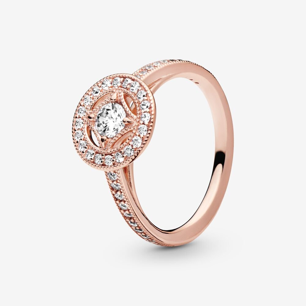 Bague cercle rétro, pandora rose, zircons