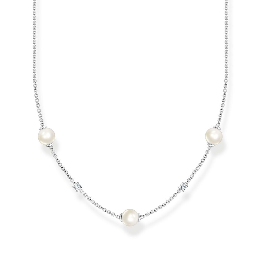 Collier argent, perles blanches, zircons - KE2120-167-14-L45V - Thomas Sabo