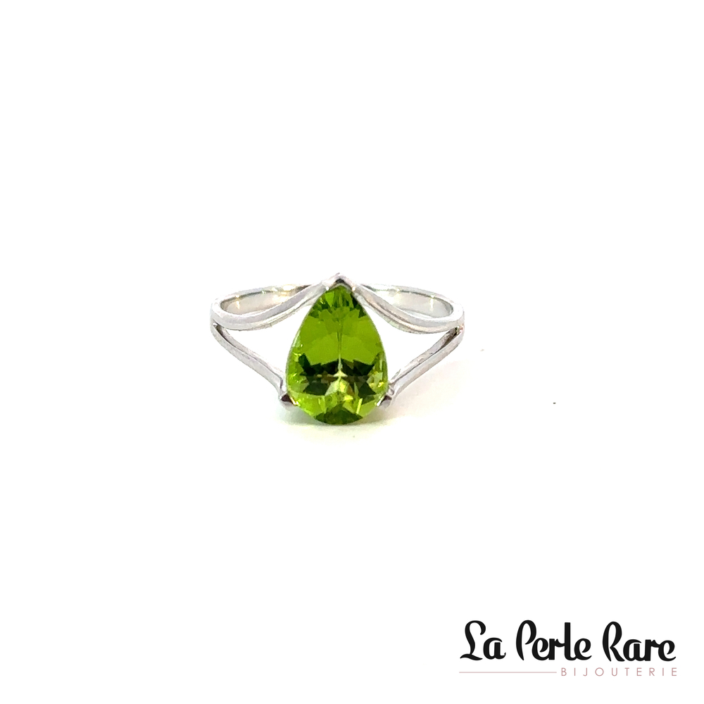 Bague or blanc avec peridot - EGR037 - Exclusivités