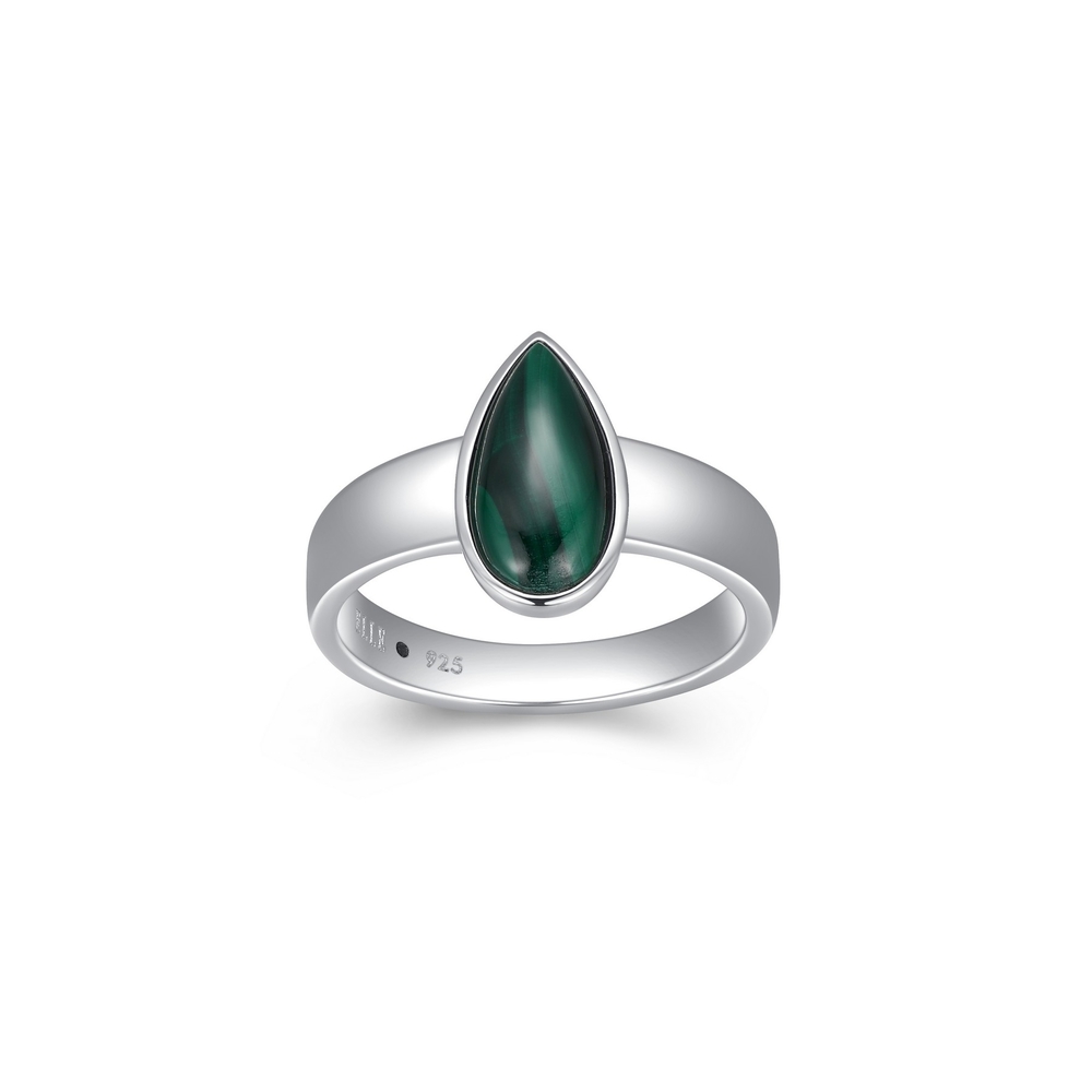 Bague argent rhodié, malachite - R4LAGW30A8 - Elle