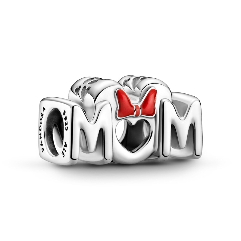 Bille disney minnie mouse noeud maman, argent, émail rouge - 799363C01 - Pandora